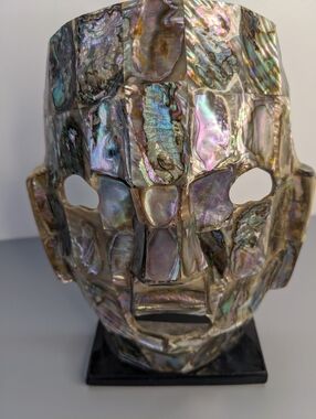 Abalone Shell Mosaic Mask Mexican Style Death Mask Decor Boho Face Curio